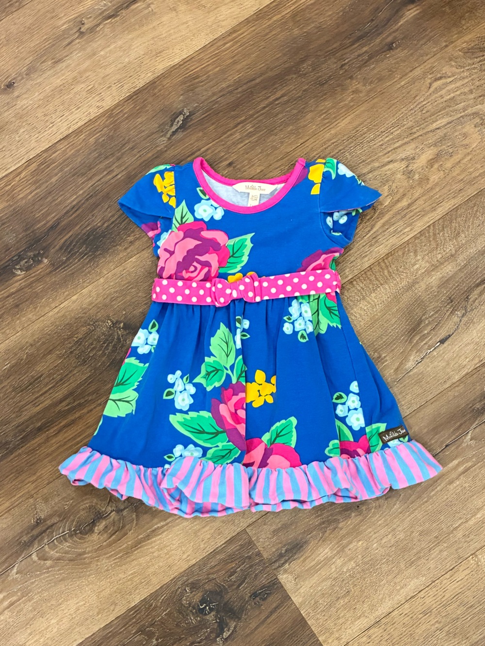 Matilda Jane Bring You Roses Dress Brilliant Daydream Blue Floral Summer 18-24m